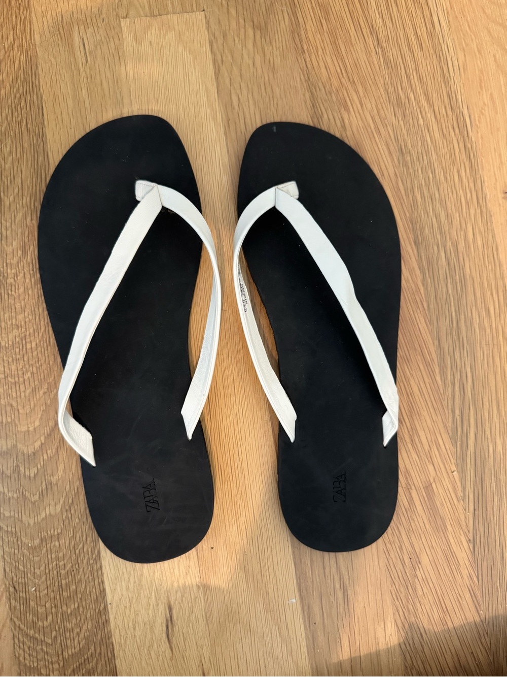Zara Black Footbed White Strap Women's Sandals